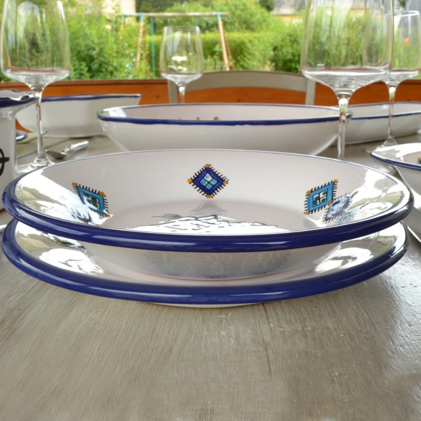 Assiette creuse Khelel bleu - D 24 cm