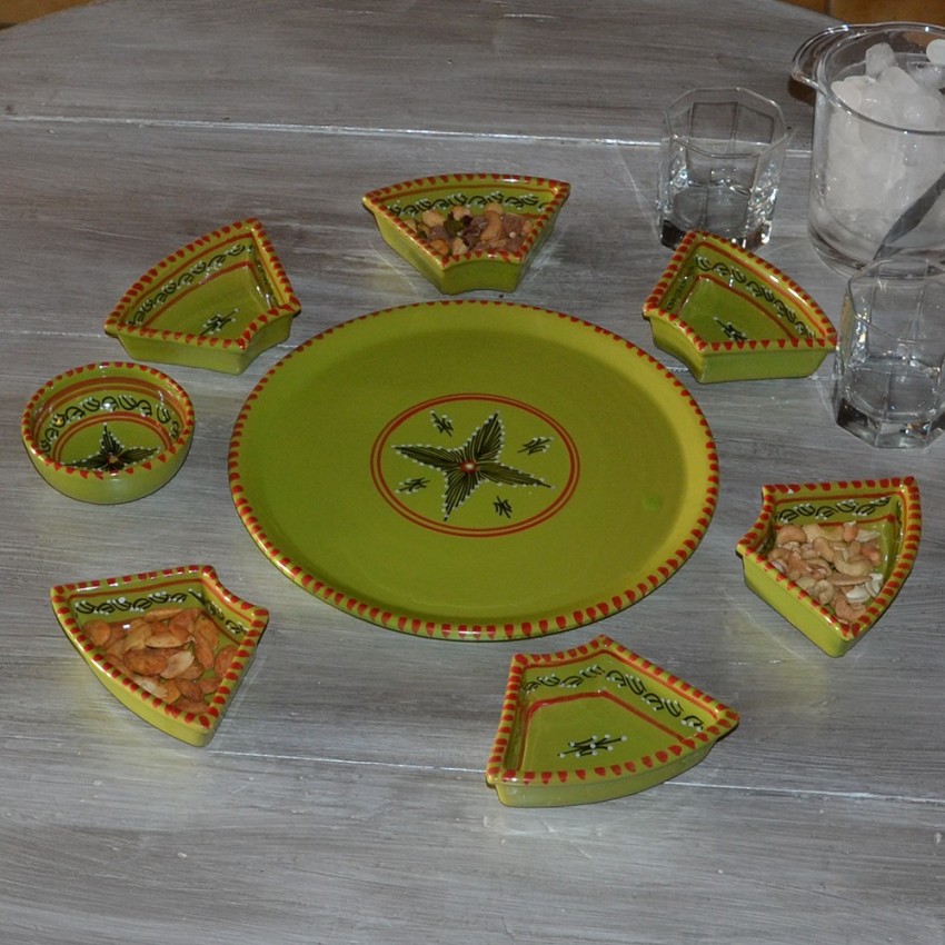 Service à apéritif Tatoué vert