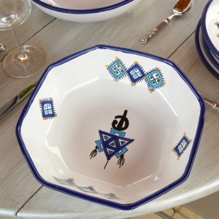Plat octogonal Khelel bleu - L 20 cm