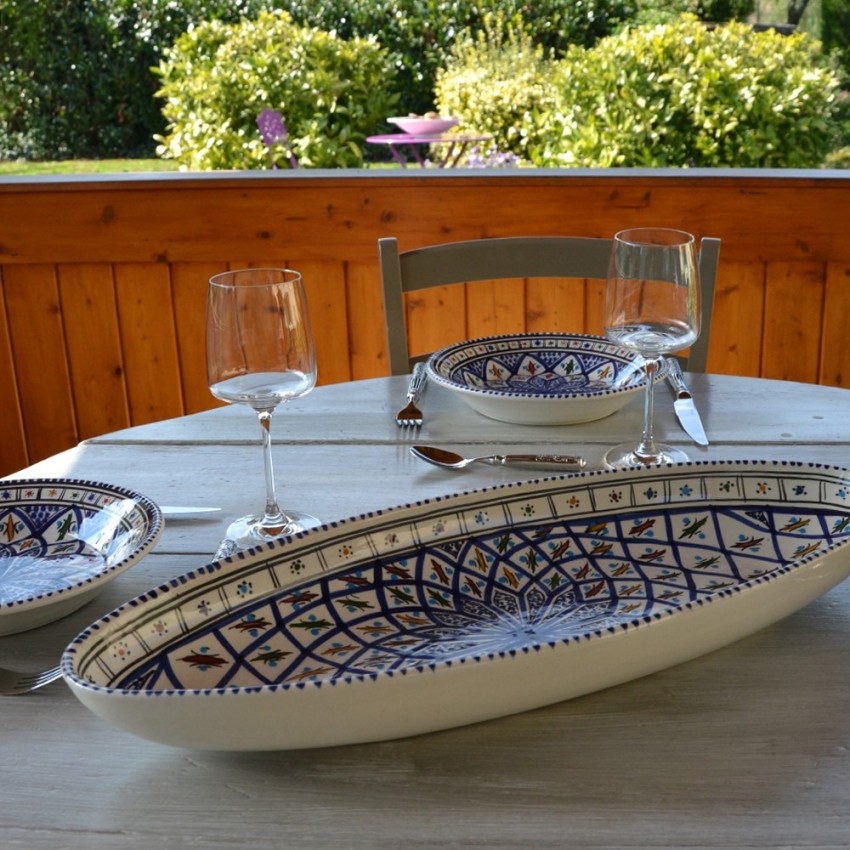 Plat ovale Bakir bleu - L 40 cm
