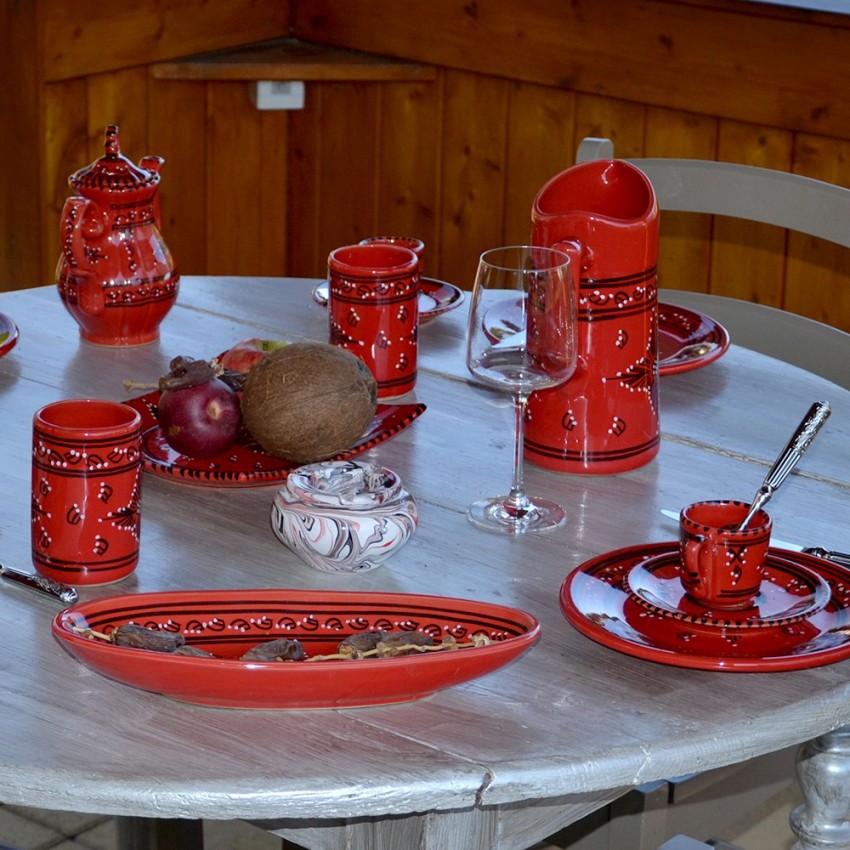 Plat ovale Tatoué rouge - L 24 cm