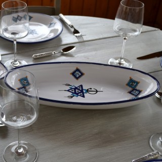 Plat ovale Khelel bleu - L 20 cm