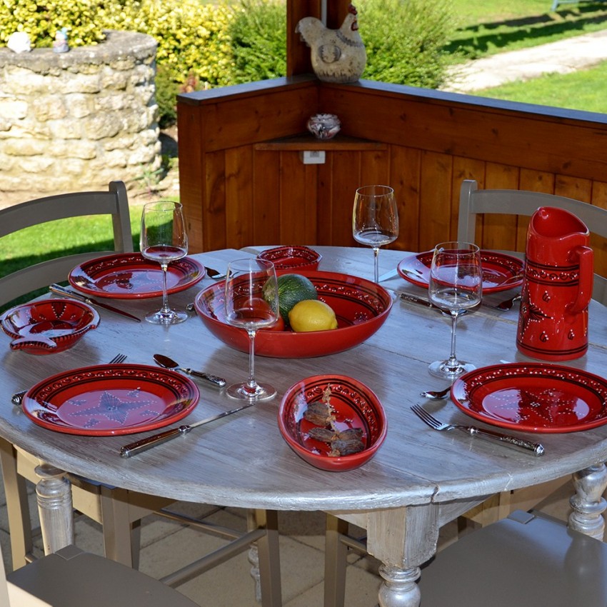 Assiette plate Tatoué rouge - D 28 cm