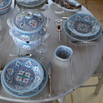 Lot de 6 assiettes plates Marocain turquoise Liseré - D 28 cm
