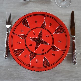 Service de table Tatoué rouge - 6 pers
