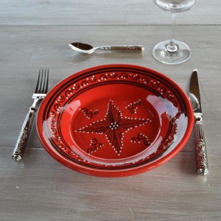 Service de table Tatoué rouge - 6 pers