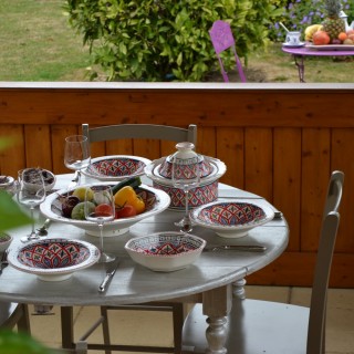 Service à couscous assiettes Tebsi Bakir rouge - 12 pers 