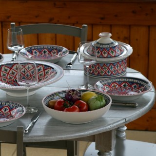 Service à couscous assiettes creuses Bakir rouge - 12 pers