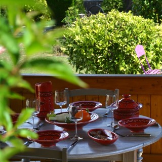 Service à couscous assiettes Tebsis Tatoué rouge - 12 pers 