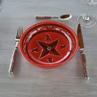 Service à couscous assiettes jattes Tatoué rouge - 12 pers