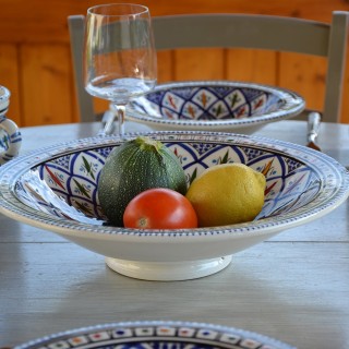 Service à couscous assiettes creuses Bakir bleu - 12 pers