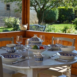 Service à couscous assiettes creuses Bakir bleu - 12 pers