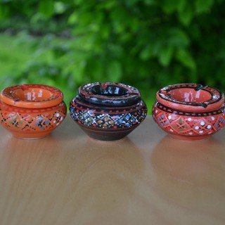 Lot de 3 mini cendriers Marrakech Rouge, Noir et Orange