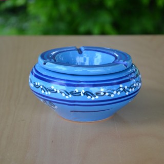 Cendrier moyen modèle anti fumée Tatoué bleu - D 12 cm