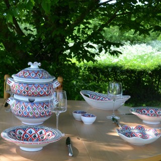 Service couscoussier avec assiettes tebsis Bakir rouge - 6 pers