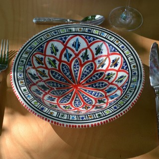 Service couscoussier avec assiettes tebsis Bakir rouge - 6 pers