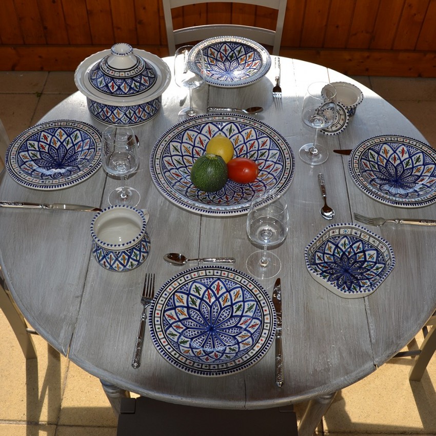 Lot de 6 assiettes Tebsi Bakir bleu - D 23 cm