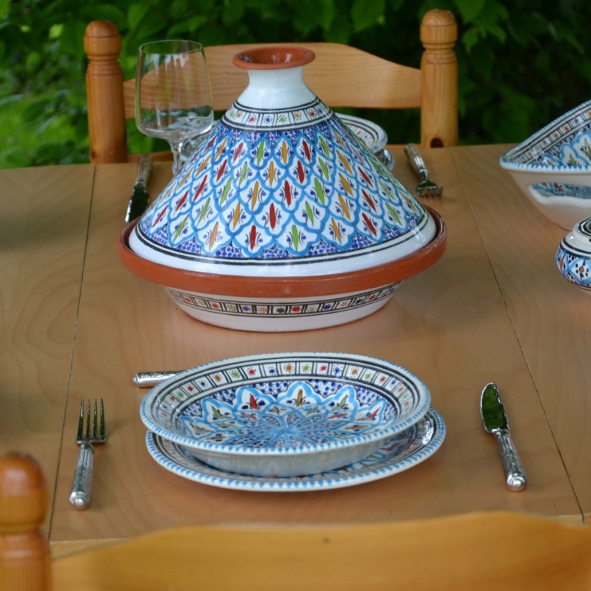 Service tajine assiettes creuses Bakir turquoise - 6 pers 