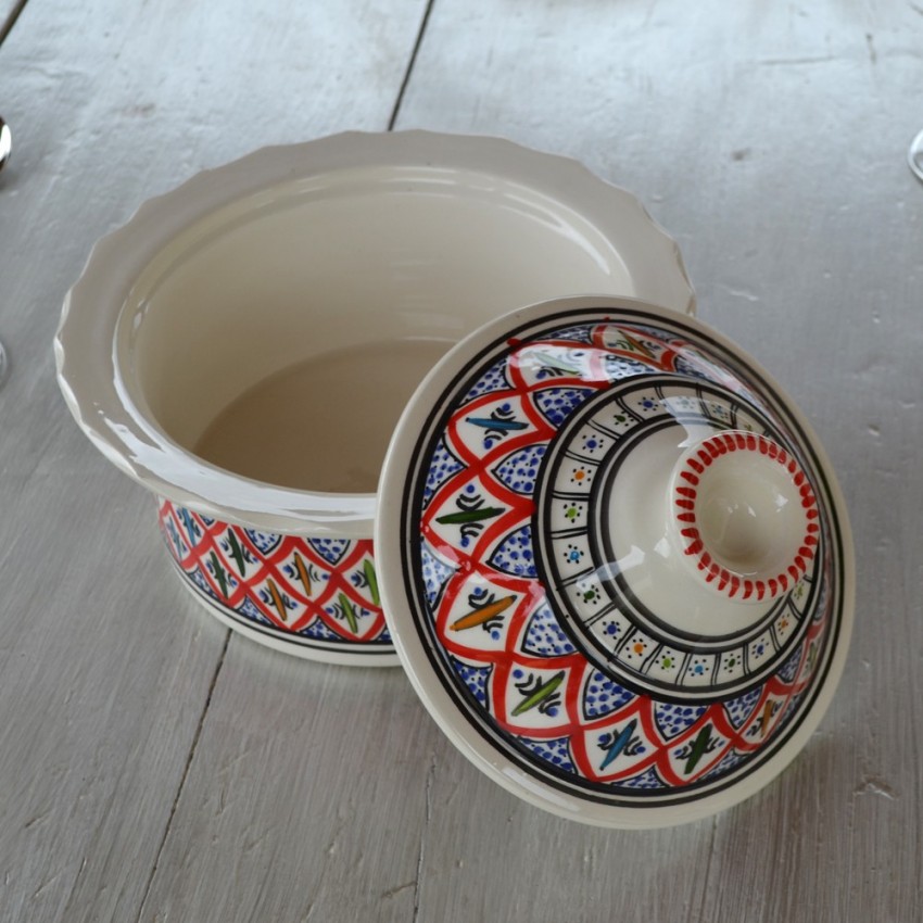 Service à couscous assiettes Tebsi Bakir rouge - 8 pers 