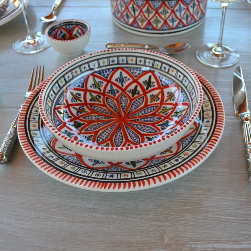 Service à couscous assiettes jattes  Bakir rouge - 8 pers
