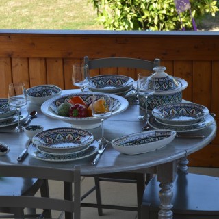 Service à couscous assiettes creuses Bakir vert - 6 pers