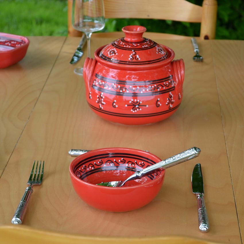 Service à soupe Tatoué rouge - 6 pers