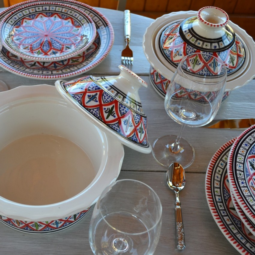 Service à couscous assiettes creuses Bakir rouge - 12 pers