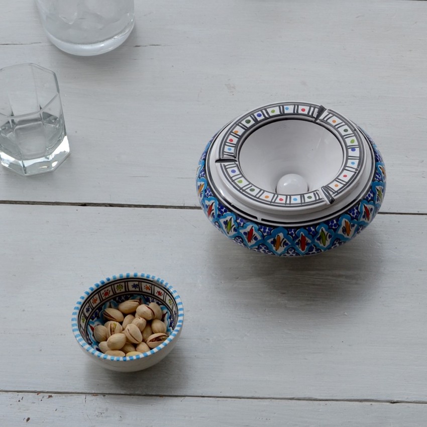 Cendrier Moyen modèle anti fumée Bakir turquoise - D 12 cm