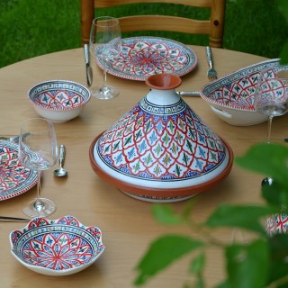 Service tajine assiettes plates Bakir rouge - 6 pers 