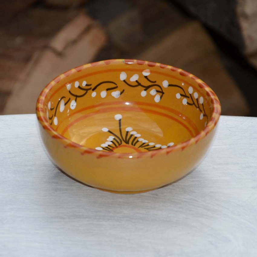 Service apéritif Fleur Tatoué jaune moutarde