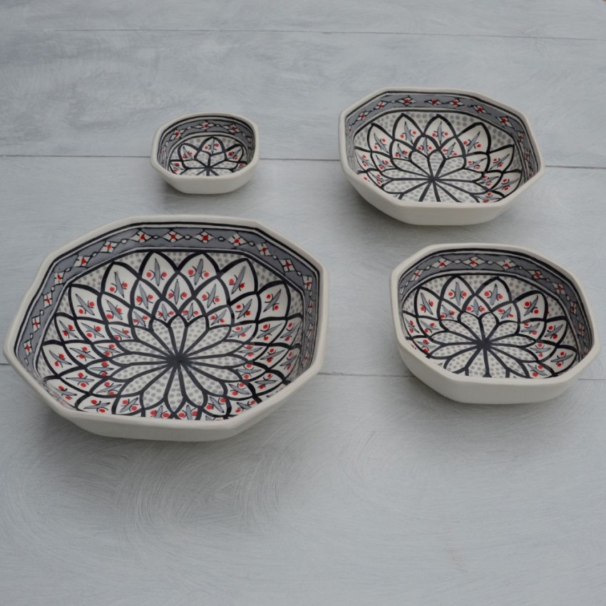 Plat octogonal Bakir gris - L 20 cm