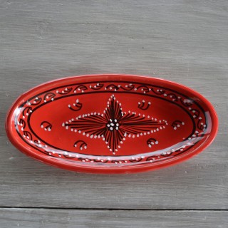 Plat ovale Tatoué rouge - L 24 cm