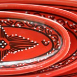 Plat ovale Tatoué rouge - L 30 cm