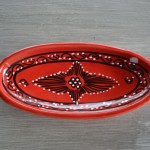 Plat ovale Tatoué rouge - L 40 cm
