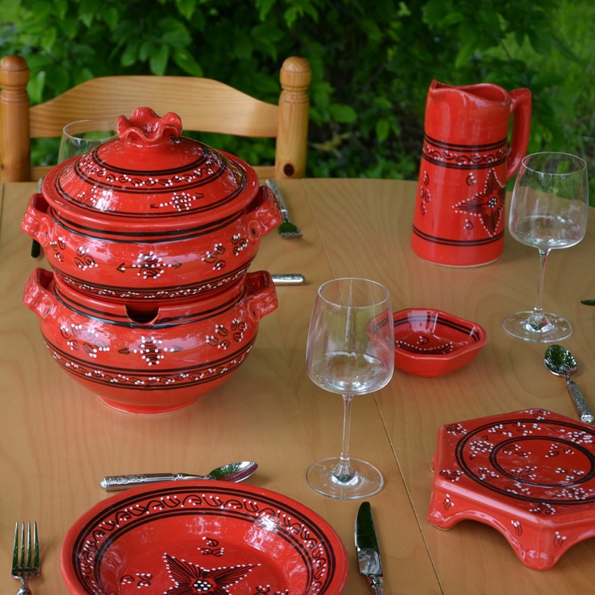 Couscoussier Tatoué rouge - Grand modèle