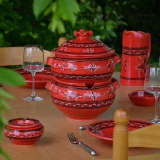 Couscoussier Tatoué rouge - Grand modèle