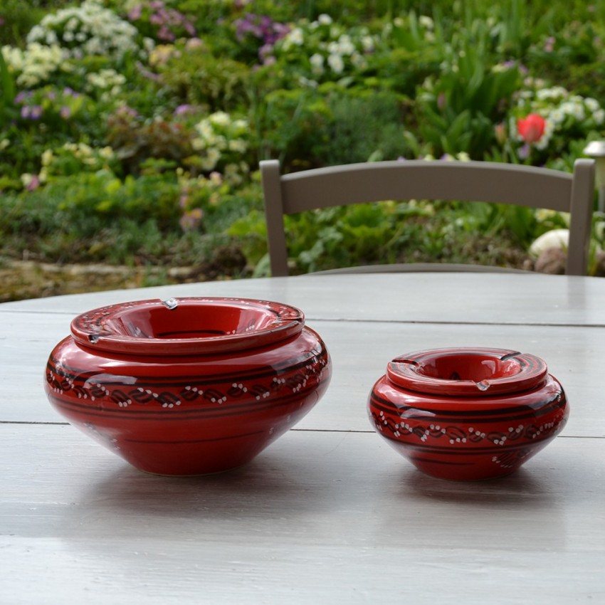 Cendrier anti fumée Tatoué rouge - Très Grand modèle