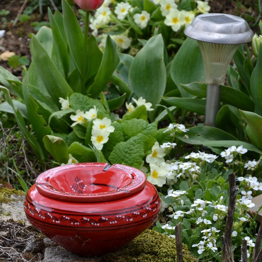 Cendrier anti fumée Tatoué rouge - Très Grand modèle