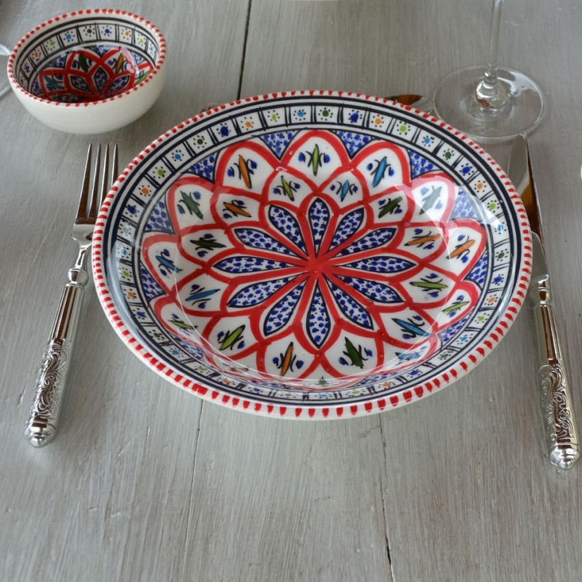 Service à couscous assiettes creuses Bakir rouge - 6 pers