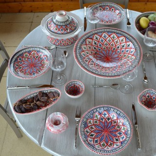 Service à couscous assiettes creuses Bakir rouge - 6 pers