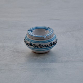 Cendrier anti fumée Tatoué turquoise et blanc - Mini modèle