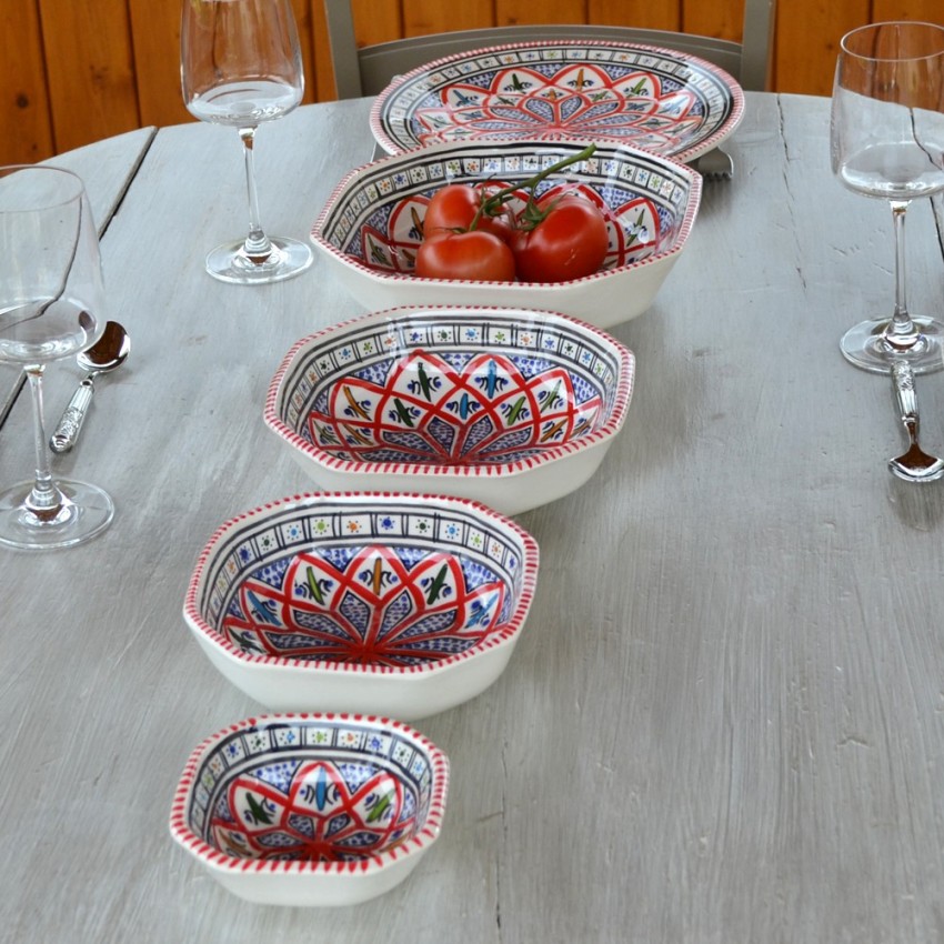 Plat octogonal Bakir rouge - L 16 cm