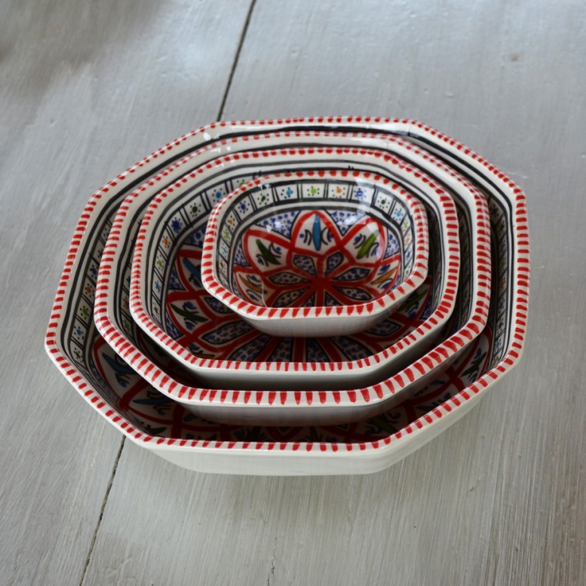 Plat octogonal Bakir rouge - L 25 cm