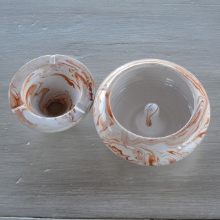 Cendrier anti fumée marbré marron et blanc - Grand modèle