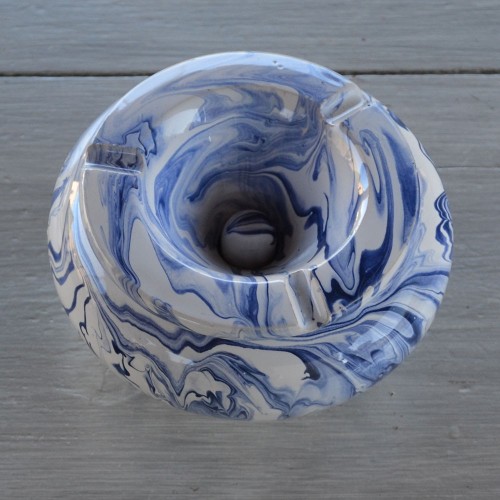 Cendrier anti fumée marbré bleu - Moyen modèle 2
