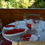 Lot de 6 assiettes plates Kerouan rouge et blanc - D 24 cm