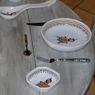 Plat octogonal Khelel beige - L 15 cm