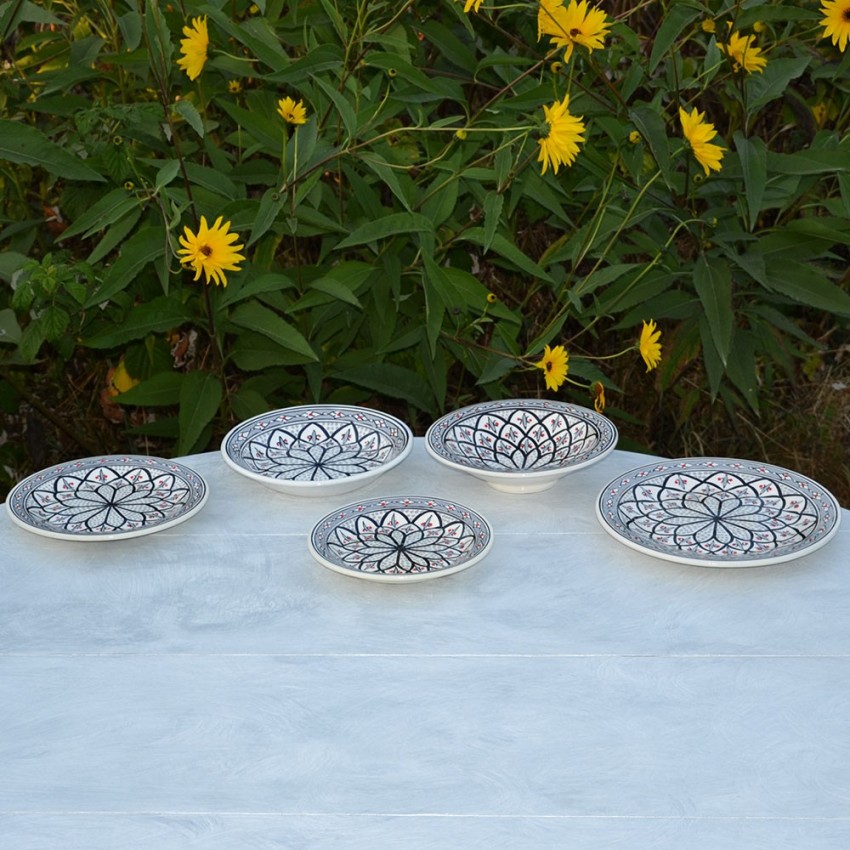 Lot de 6 assiettes plates Bakir gris - D 24 cm