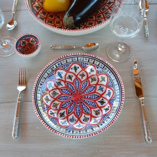 Service à couscous assiettes creuses Bakir rouge - 6 pers