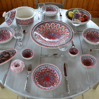 Service à couscous assiettes jattes  Bakir rouge - 6 pers